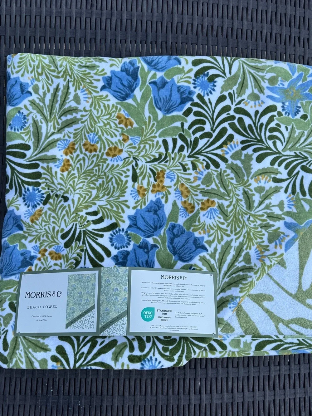 Morris & Co Luxury Beach Towel Floral Cotton Oversized Reversible Pool 40x70